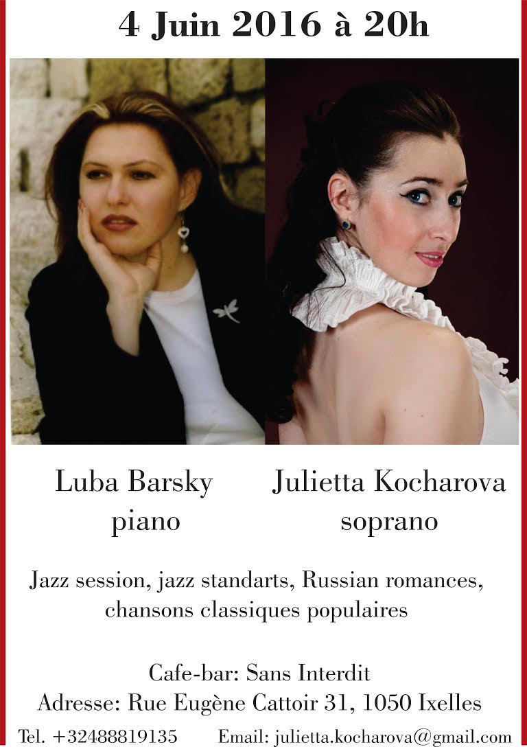 Affiche. Jazz session. Luba Barsky (piano) et Julietta Kocharova (soprano). 2016-06-04